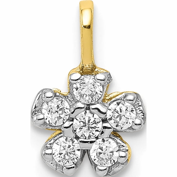 10K Yellow Gold Small Cz Flower Charm (10 X 7) Made In United States 10c990