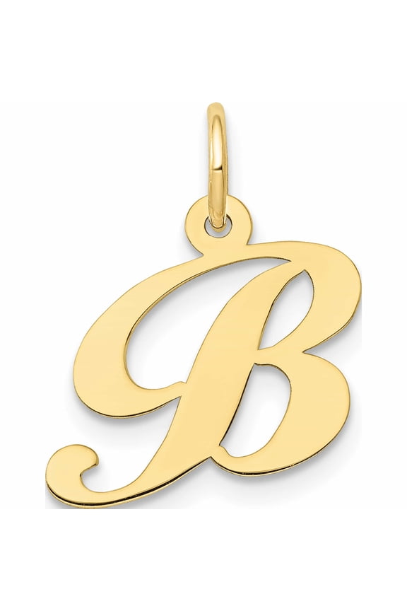 10K Yellow Gold Medium Fancy Script Initial B Charm