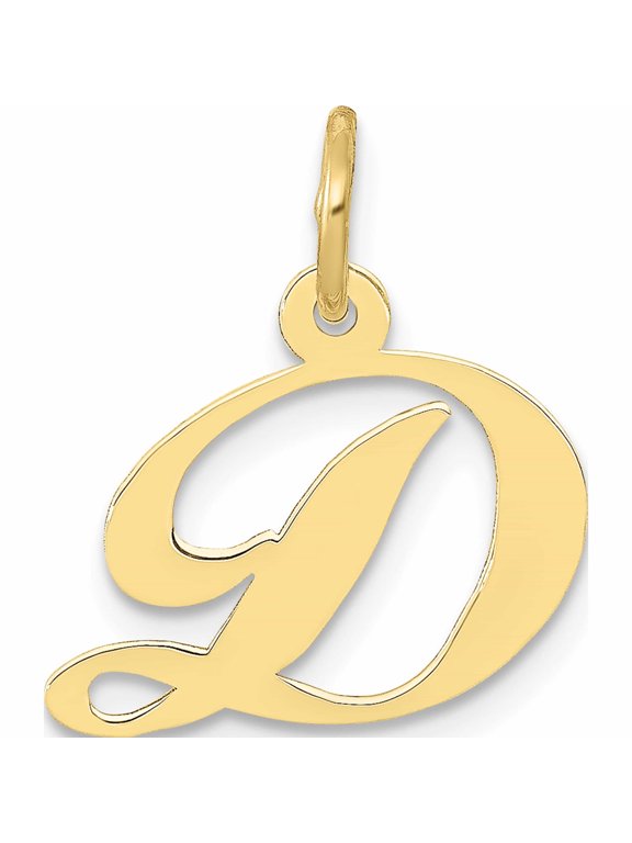 10K Yellow Gold Medium Fancy Script Initial D Charm