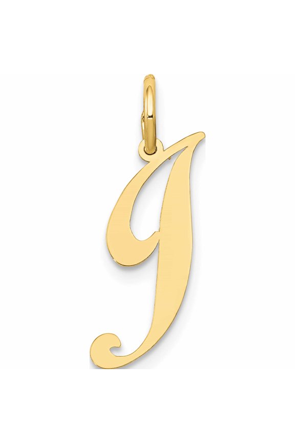 10K Yellow Gold Small Fancy Script Initial J Charm (16 X 17) Made In United States -Jewelry By Sweet Pea