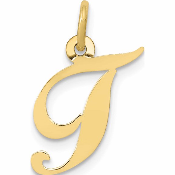 Jewelry by Sweet Pea 10K Yellow Gold Medium Fancy Script Initial T Charm