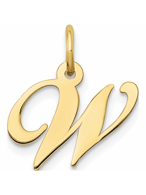 10K Yellow Gold Medium Fancy Script Initial W Charm