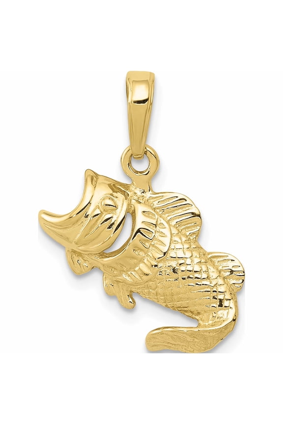 10K Yellow Gold Large Mouth Bass Fish Small Charm