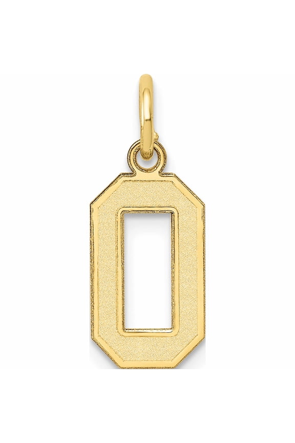 10K Yellow Gold Small Satin Number 0 Charm