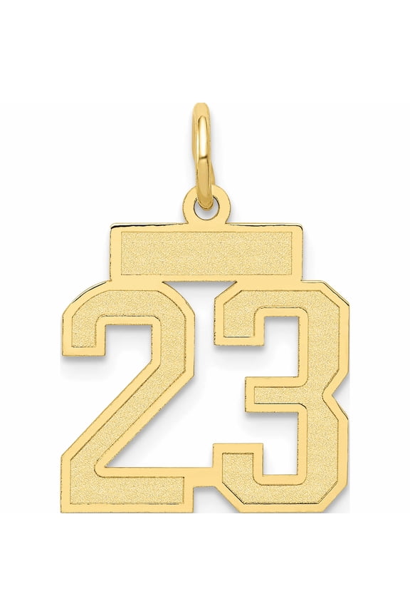10K Yellow Gold Small Satin Number 23 Charm (21 X 15) Made In United States -Jewelry By Sweet Pea