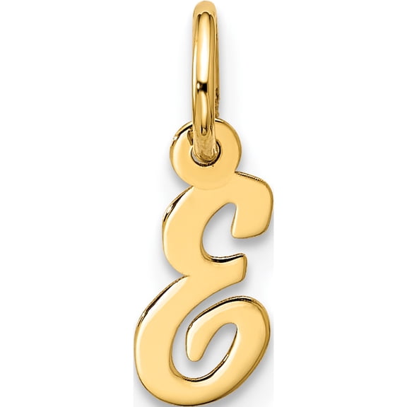 10K Yellow Gold Small Script Initial E Charm (Width 4.8) (Length 17.15) - Jbsp