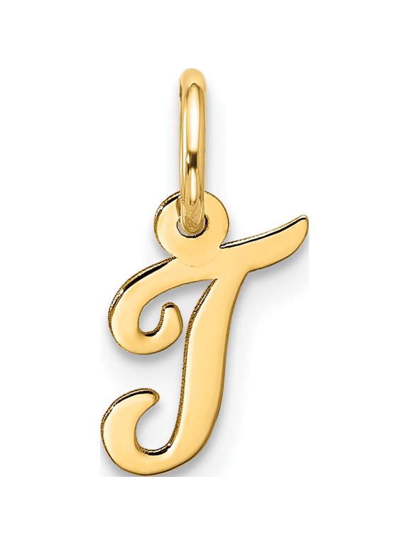 10K Yellow Gold Small Script Initial T Charm