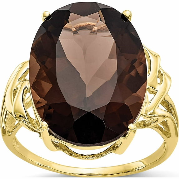 10K Yellow Gold Smoky Quartz Ring (Size 6) Made In United States 10x44