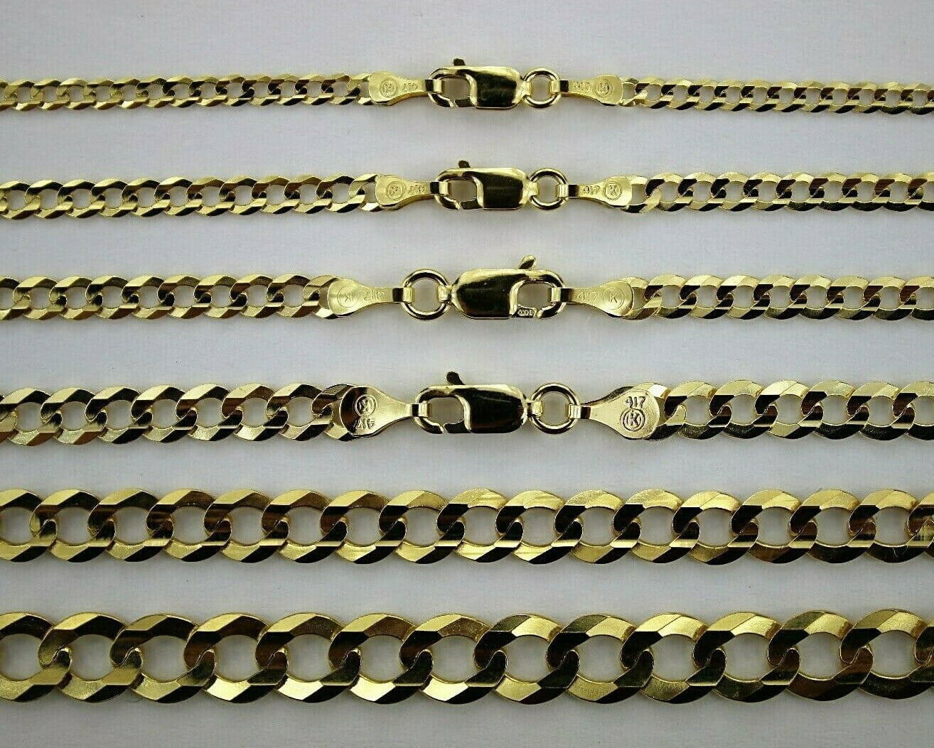 10K Yellow Gold Solid Cuban Chain Necklace Bracelet