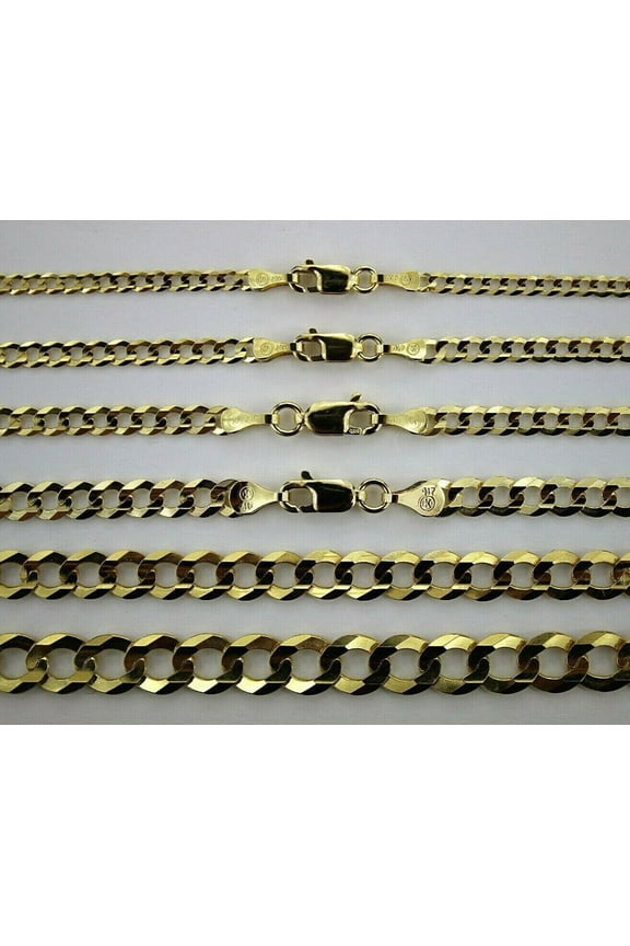 10K Yellow Gold Solid Cuban Chain Necklace Bracelet