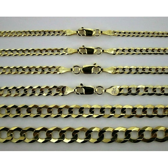 10K Yellow Gold Solid Cuban Chain Necklace Bracelet