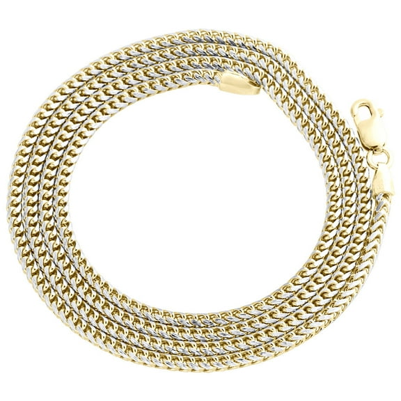 10K Yellow Gold Solid Diamond Cut Franco Box Chain 2mm Necklace 18 Inch