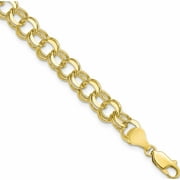 SWEET PEA JEWELLERY 10K Yellow Gold Solid Double Link Charm Bracelet Made In Peru 10ch6-8