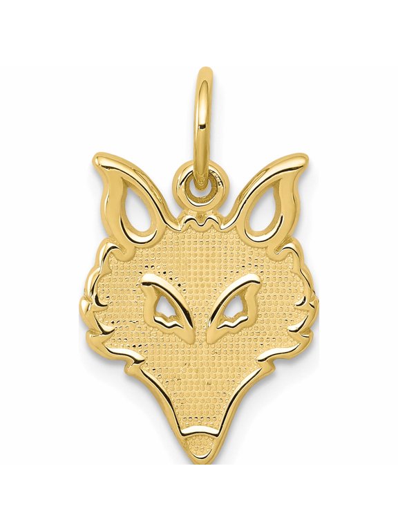 10K Yellow Gold Solid Flat Back Small Fox Head Charm