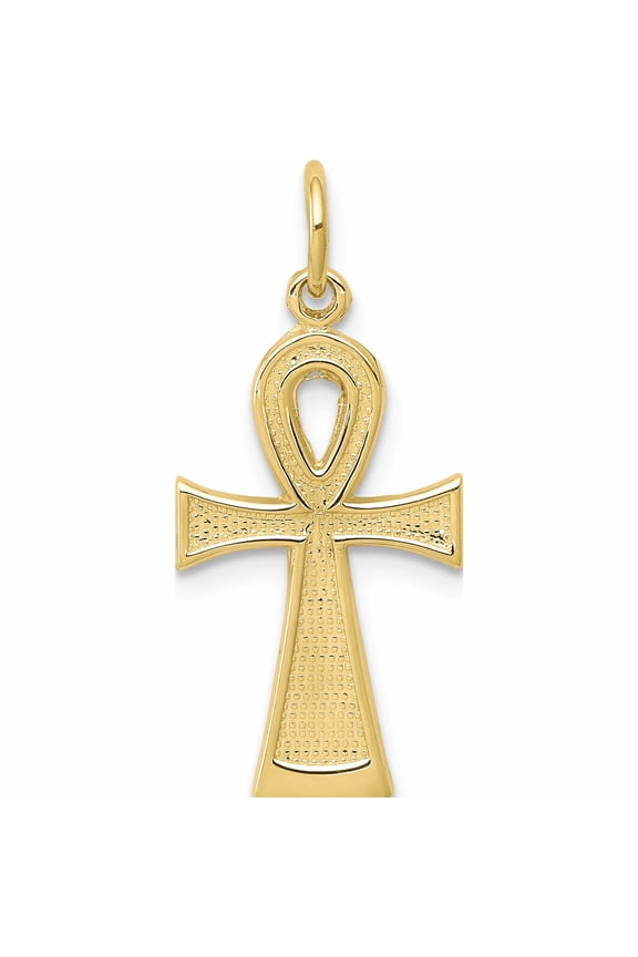 10K Yellow Gold Solid Flat-Backed Ankh/Egyptian Cross Pendant (27 X 13) Made In United States 10c288
