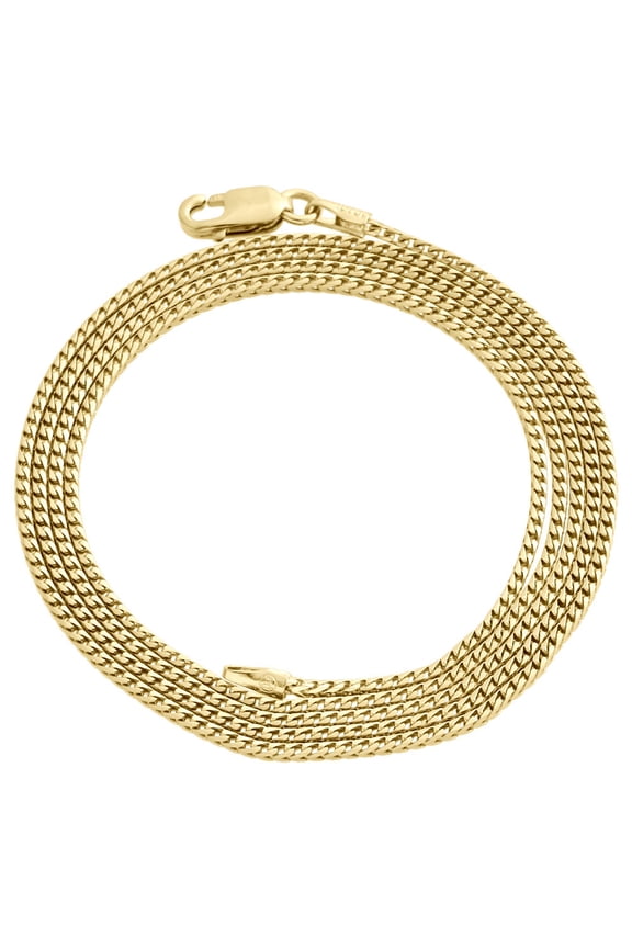 10K Yellow Gold Solid Franco Box Chain Closed Link 1.25mm Necklace 30 Inch