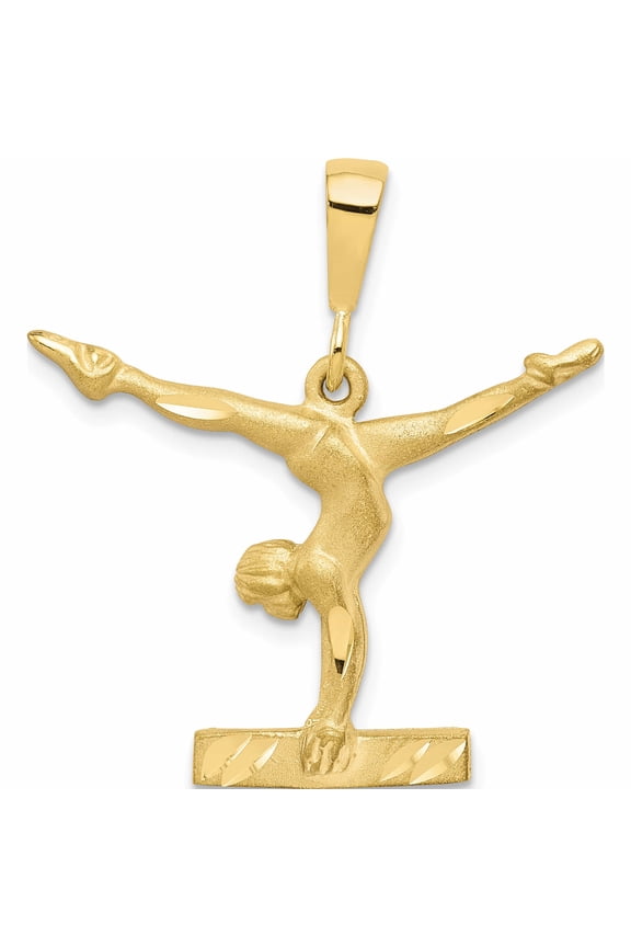 10K Yellow Gold Solid Gymnast Charm (30 X 26) Made In United States 10c888