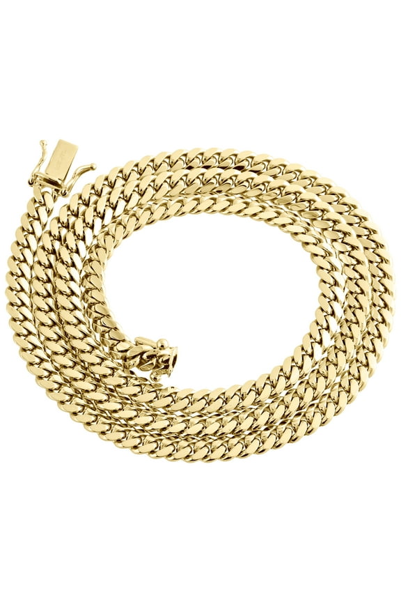 10K Yellow Gold Solid Miami Cuban Link Chain 5mm Box Clasp Necklace 22 Inch