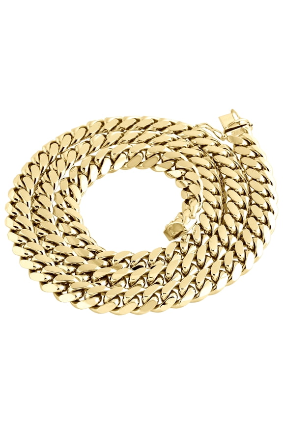 10K Yellow Gold Solid Miami Cuban Link Chain 9mm Box Clasp Necklace 26 Inches