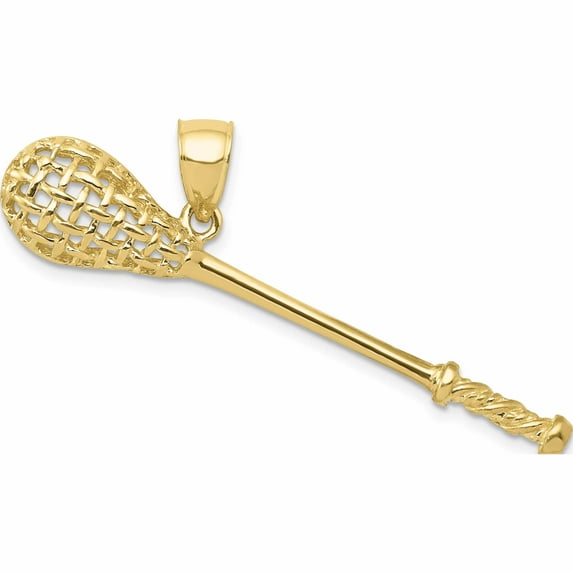 10K Yellow Gold Solid Polished 3-D Lacrosse Stick Pendant (35 X 33) Made In United States 10c2629