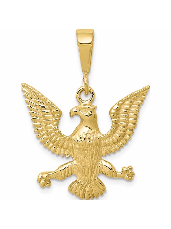 10K Yellow Gold Solid Polished Spread Eagle Charm