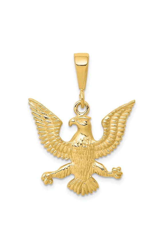 10K Yellow Gold Spread Eagle Charm Polished Jewelry