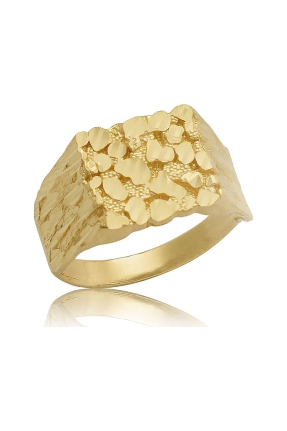 10K Yellow Gold Square Nugget Ring, Medium (0.50" x 0.47") (12)
