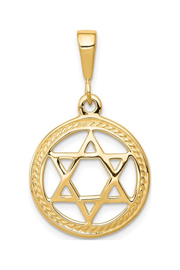 Gem & Harmony 10K Yellow Gold Star of David Disc Charm Pendant (NO CHAIN) for Women