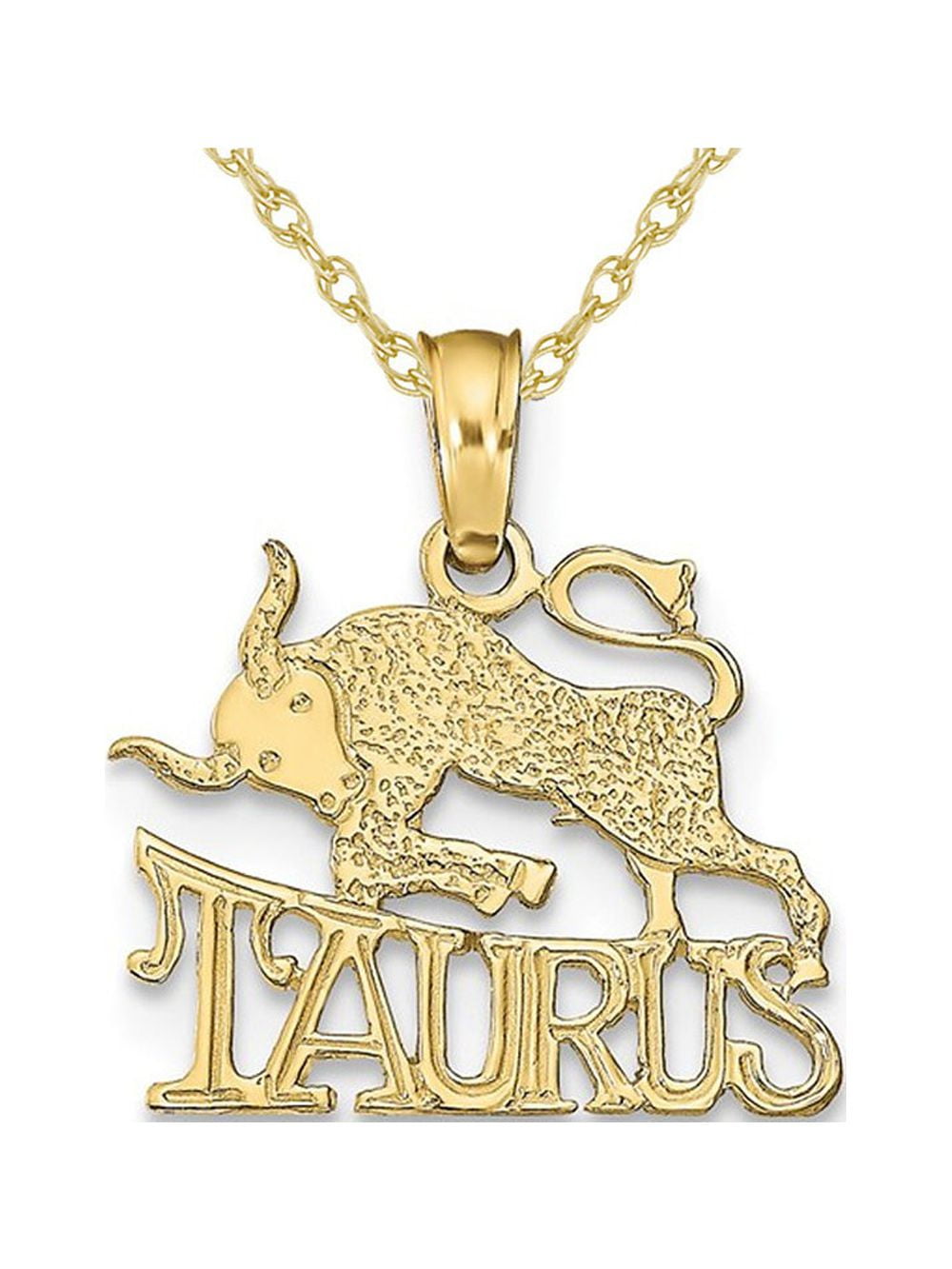 Taurus Charm Gem & Harmony 10K Yellow Gold Taurus Charm Astrology Pendant Necklace ...