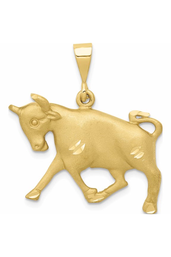 10K Yellow Gold Taurus Zodiac Charm (30 X 20) Made In United States -Jewelry By Sweet Pea