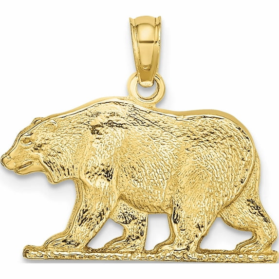 10K Yellow Gold Textured Bear Charm (16.89 X 20.56) Made In United States -Jewelry By Sweet Pea