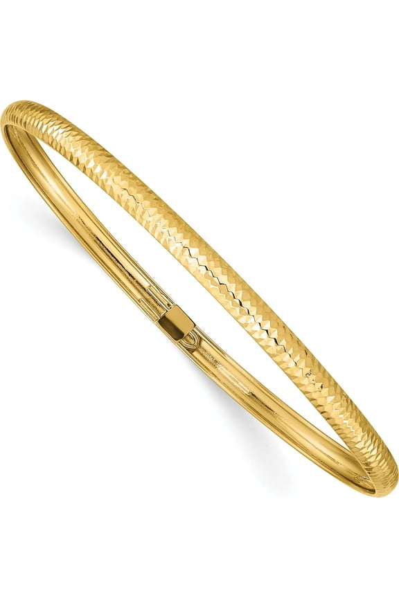 10K Yellow Gold Textured Flexible Bangle (Width 4) (Length 7.5) - Jbsp