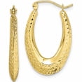thumbnail image 1 of 10K Yellow Gold Textured Oval Hollow Hoop Earrings (27 X 17) Made In Indonesia 10tc370, 1 of 6