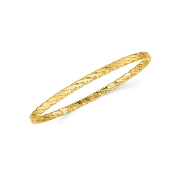 10K Yellow Gold Textured Twist Slip-on Bangle Bracelet