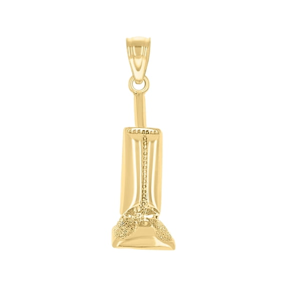 10K Yellow Gold Textured Unisex Vacuum Cleaner Tools Charm Pendant