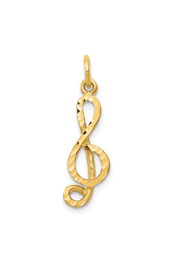 10K Yellow Gold Treble Clef Charm Musical Note Jewelry