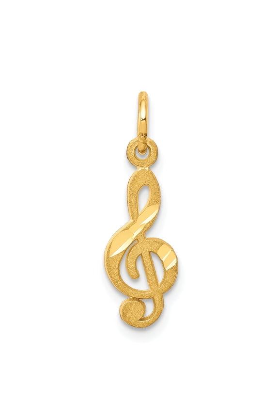 10K Gold Treble Clef Music Note Charm Musical Jewelry
