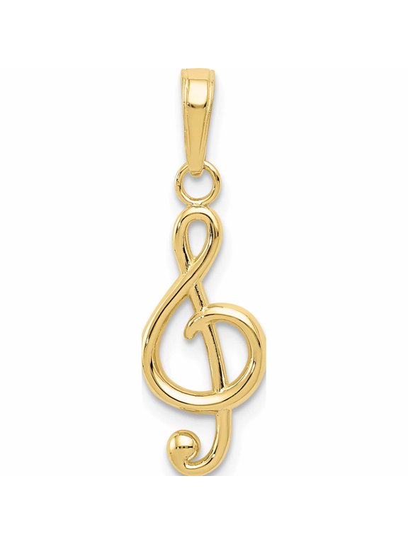 10K Yellow Gold Treble Clef Pendant