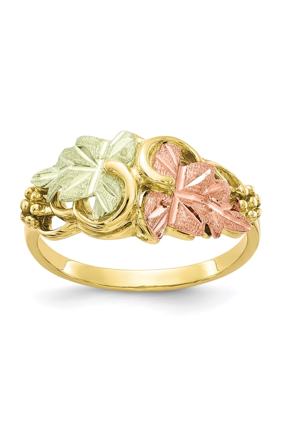 10K Yellow Gold Tri Color Black Hills Gold Flower Ring Size 7