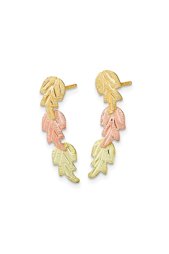 Gem & Harmony 10K Yellow Gold Tri-Leaf Post Earrings for Women