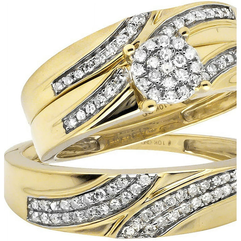 LADIES TRIO SET 0.50CT ROUND DIAMOND 10K YELLOW GOLD LADIES TRIO SET 0.50CT ROUND DIAMOND 10K YELLOW GOLD