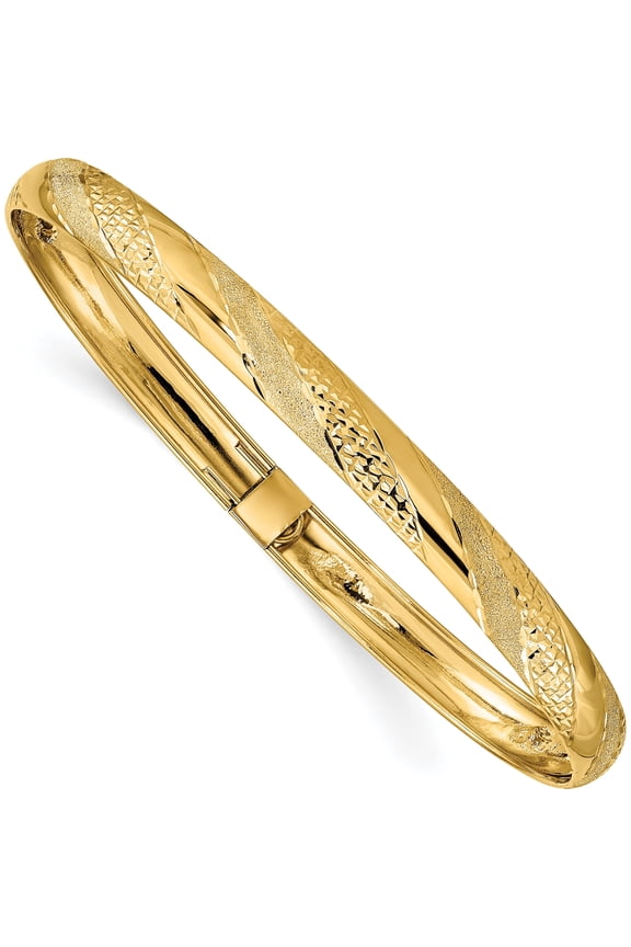 10K Yellow Gold 6.2mm Twisted Diamond-cut Flexible Bangle Bracelet