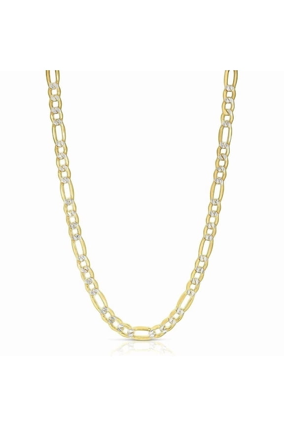 10K Yellow Gold Two Tone Diamond Cut Figaro Chain (20", 4.5mm, 6.9g)