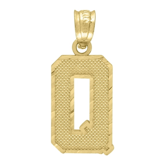 10K Yellow Gold Unisex Diamond Cut Initial Charms Textured Pendants | Q
