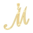 thumbnail image 1 of 10K Yellow Gold Unisex Diamond Cut Script Initial Charms Small Pendants | M, 1 of 8