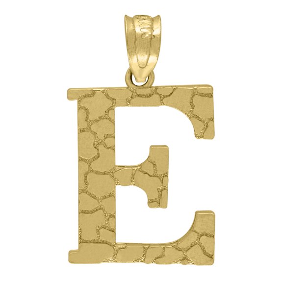10K Yellow Gold Unisex Nugget Ore Initial Charms Small Pendants | E