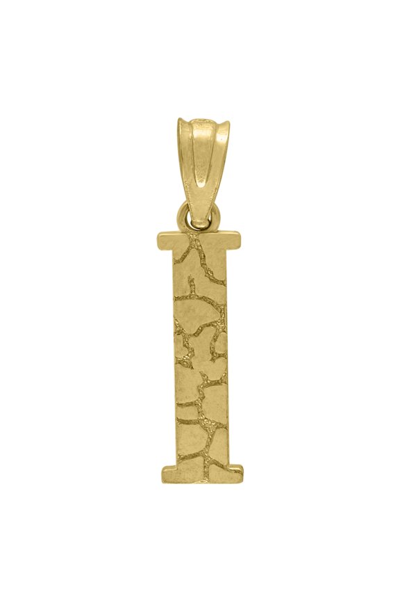 10K Yellow Gold Unisex Nugget Ore Initial Charms Small Pendants | I