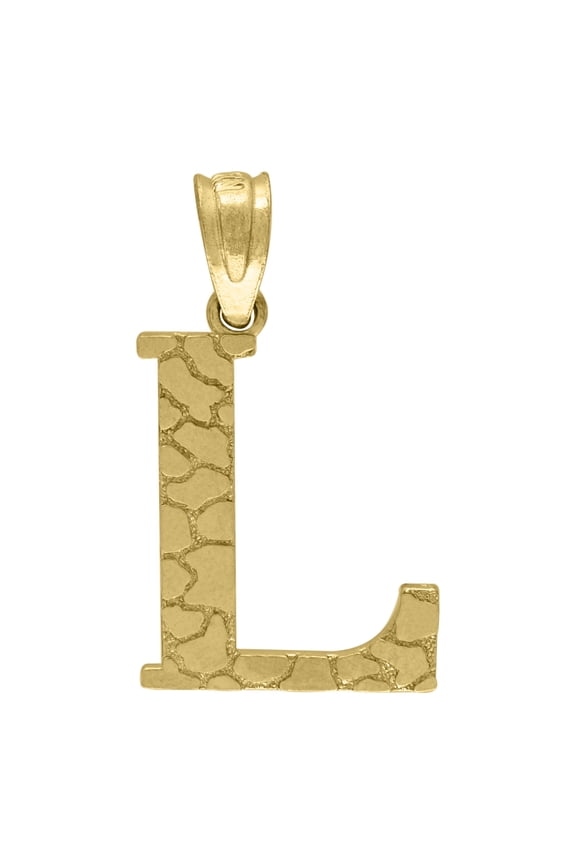 10K Yellow Gold Unisex Nugget Ore Initial Charms Small Pendants | L
