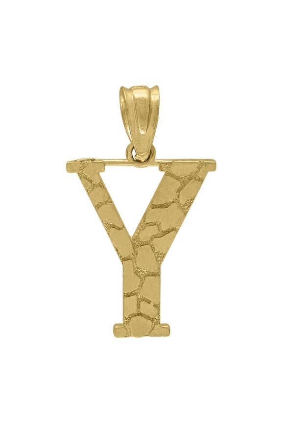 10K Yellow Gold Unisex Nugget Ore Initial Charms Small Pendants | Y