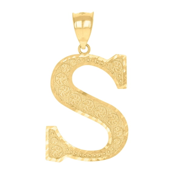 10K Yellow Gold Unisex S Alphabet Initials Charm Pendant